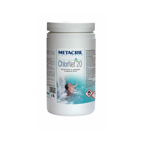 METACRIL - Chlor Net 20 - 1 kg en comprimés de 20 gr. | Produit Spa