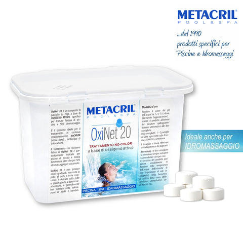 METACRIL - Oxi Net 20 - désinfectant en comprimés 1,2 kg | Produits pour piscines, spas