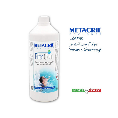 METACRIL - Filter Clean - Détartrant pour filtres de piscines et de bains à remous 1 lt | Produit piscines, bains à remous