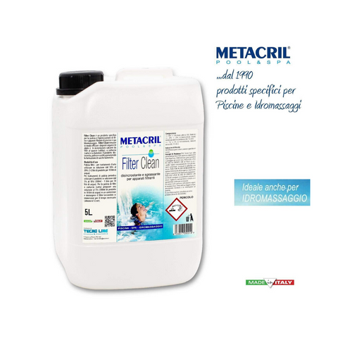 METACRIL - Filter Clean - Détartrant pour filtres de piscine et de balnéo 5 lt | Produit piscines, balnéo